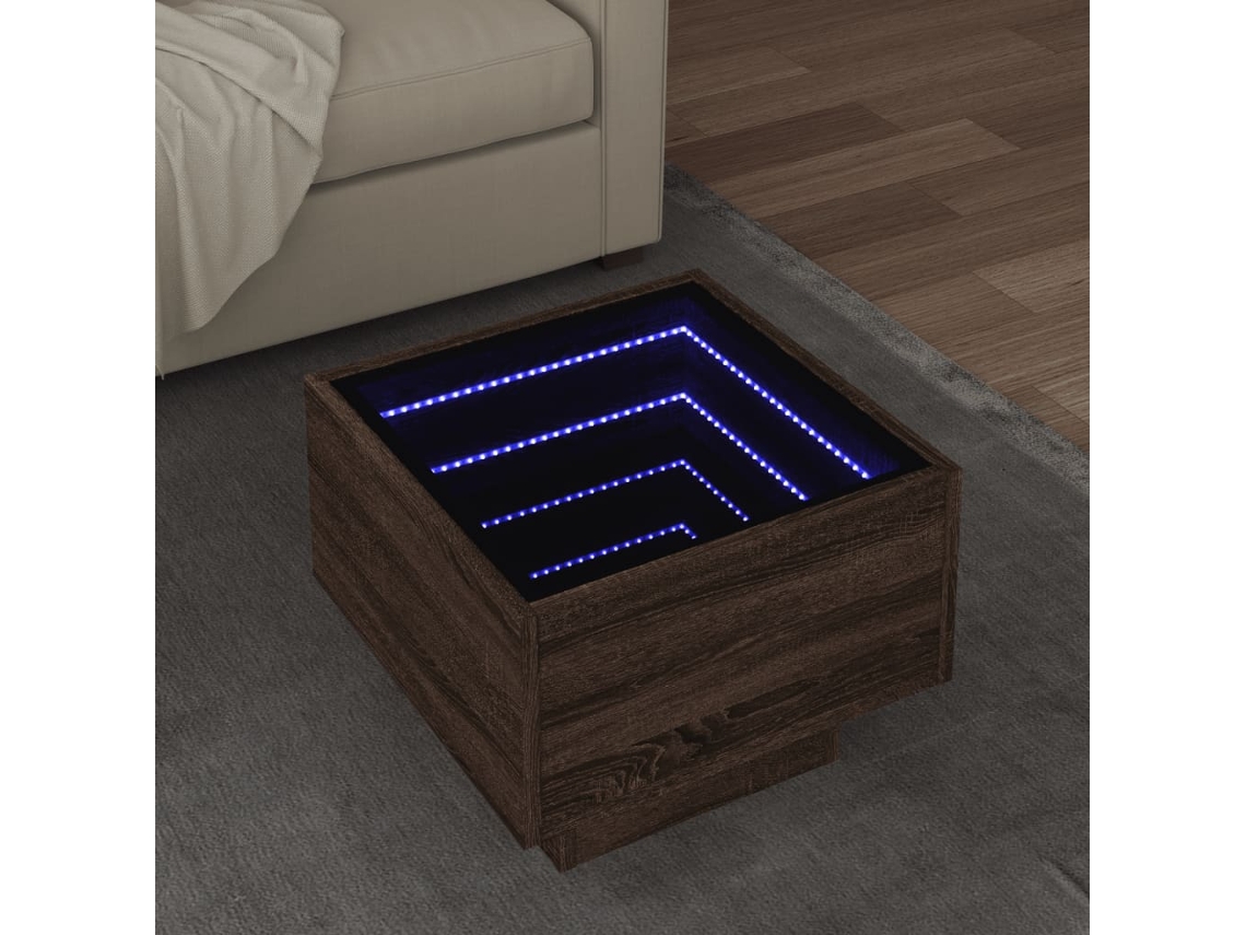 Vidaxl Mesa De Apoio C/ Leds 40x40x30 Cm Derivados De Madeira