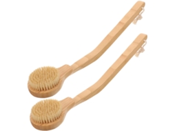 Conjunto De 2 Escovas Banho Com Cabo Longo Para Esfoliar E Limpar O Corpo, Especialmente As Costas, Adequadas Para Banho