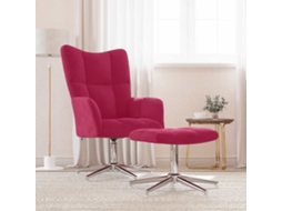 Vidaxl Cadeira De Descanso Com Banco Veludo Vermelho Tinto