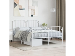 Vidaxl Estrutura De Cama Com Cabeceira E Pés 140x190 Cm Metal Branco