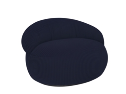 Puff Xxl Com Capa Amovível Em Veludo Canelado 110x100 Cm Azul Escuro