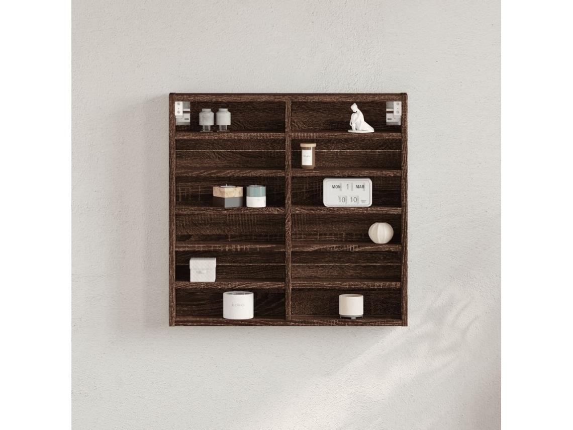 Vidaxl Armário Vitrine 60x8,5x58 Cm Deriv. Madeira Carvalho Castanho