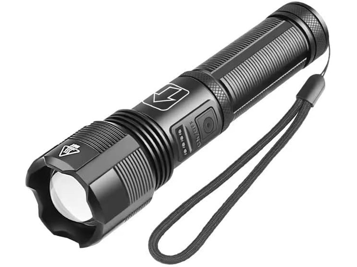 Lanterna Led Recarregável Com Alto Brilho, Zoom De 5 Modos E Resistência À Água (preta)