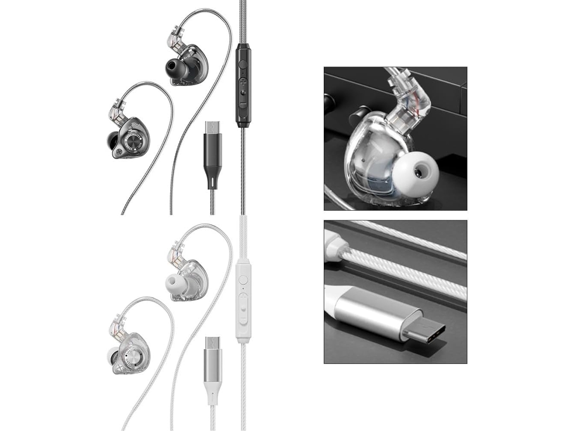 Ouvintes Usb Iem Com Cabo Móvel, Monitor Intra - Auricular Hifi Com Isolamento Fônico Com Controle De Volume,
