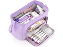 Estojo para Lápis, Grande Capacidade, Portátil, Roxo, Escolar, Escritório AQUAFORGE
