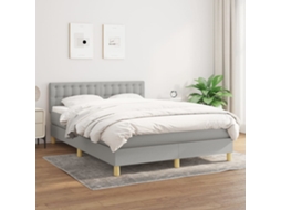 Vidaxl Cama Com Molas/colchão 140x200 Cm Tecido Cinzento-claro