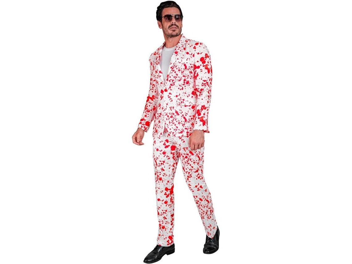 Fato branco com sangue simulado para homem