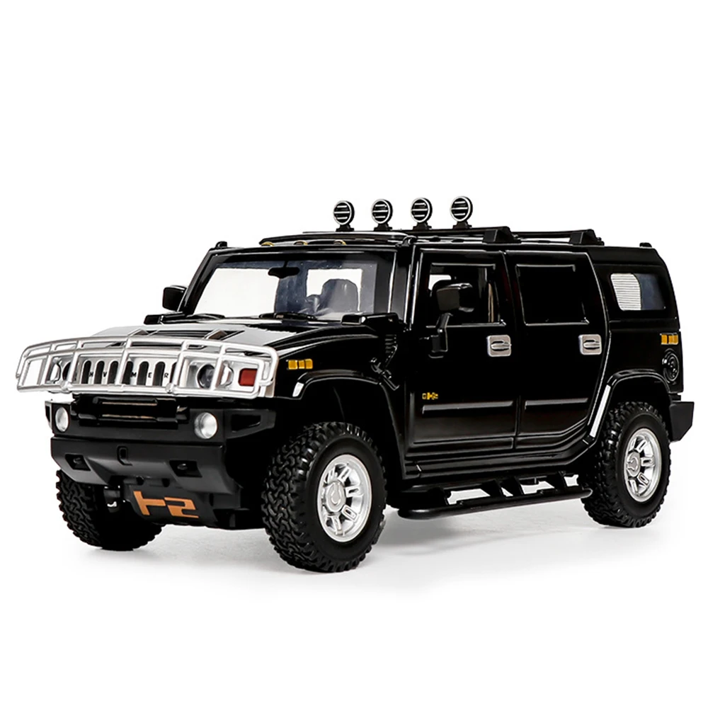 (preto) Hanma H2 Action Car Em Escala 1:24, Feito De Liga De Alumínio, Com Efeitos De Luz E Som.