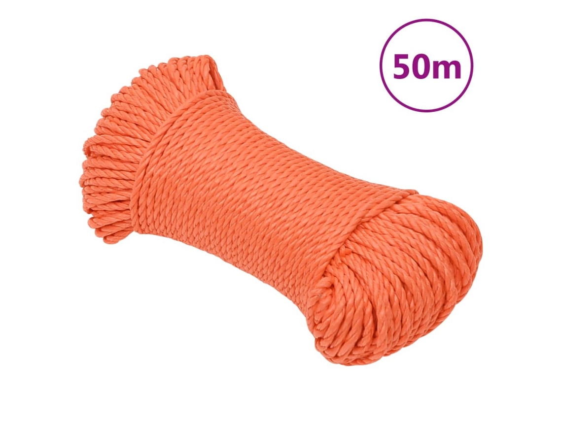 Vidaxl Corda De Trabalho 6 Mm 50 M Polipropileno Laranja