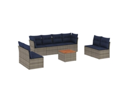Conjunto de 9 Sofás P/ Jardim C/ Almofadões Vime Pe Cinzento MAISON EXCLUSIVE (9 pcs)