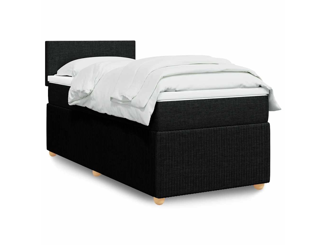 Cama Com Molas/colchão 100x200 Cm Tecido Preto