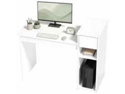 Mesa De Computador Com Gaveta E Prateleira, Na Cor Branco, Com Suporte Para Cpu, Design Prático E Funcional, 108 X 50 X 82 Cm