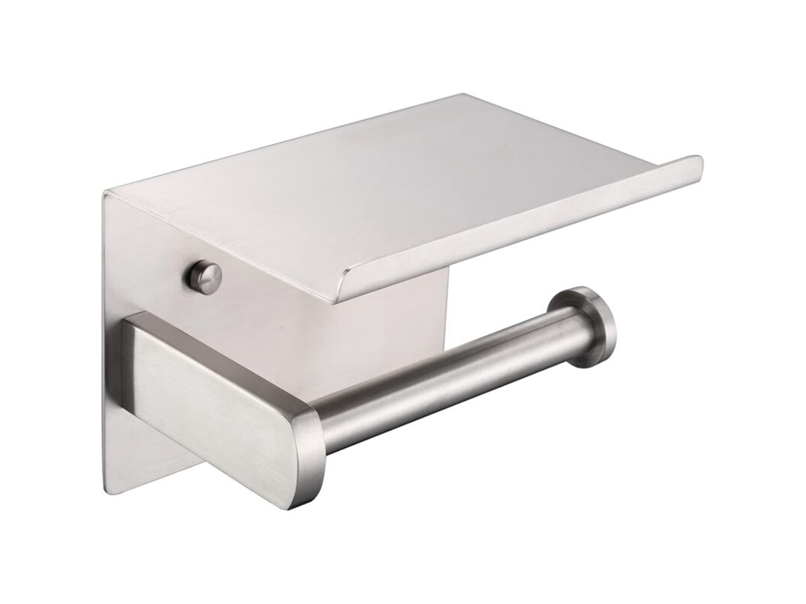 Suporte Para Papel Higiênico, Moderno, Escovado, Aço Inoxidável Sus 304, Suporte Para Papel Higiênico Com Prateleira Para Telefone Aquaforge