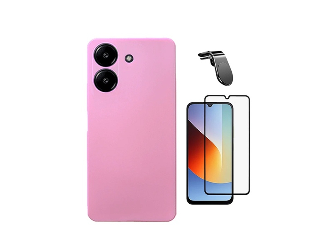 Kit Vidro Temperado Capa Silicone Líquido Suporte L Phonecare Para Xiaomi Redmi A7 4g - Rosa