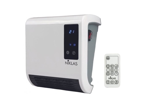 Aquecedor com Ventilador 2000W Moderno Controle Remoto Digital Programável 2 Potências Aquece Até 20 M² Ip22 NIKLAS