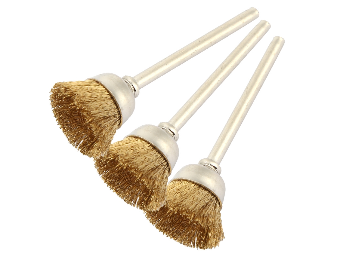 15 Piezas Mini Escova De Aço De Cobre Roda De Polimento Para Ferramenta Rotatória De Lixadeira (3*15mm)