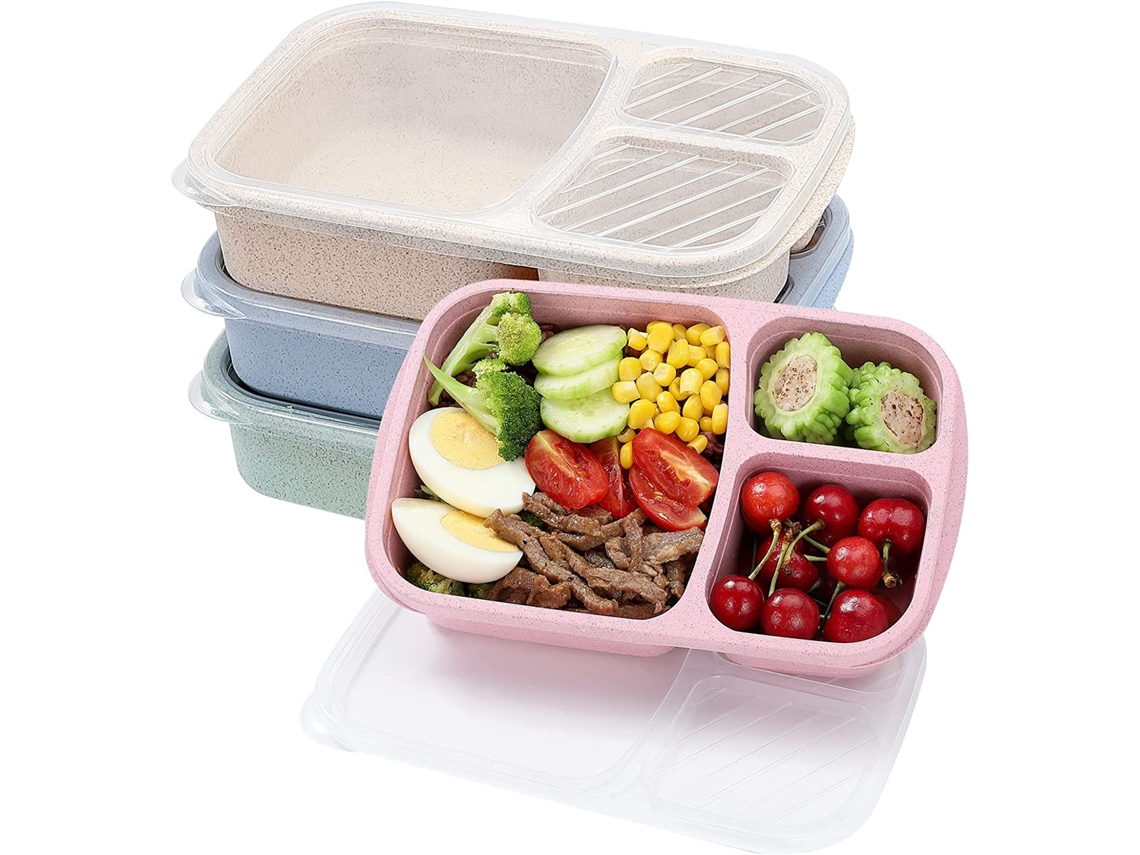 Lancheira Bento, 3 Compartimentos, Para Lanches, Para Organização Doméstica Na Cozinha E Bancada