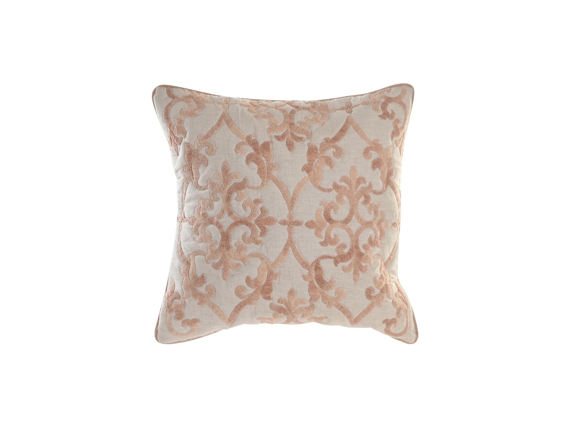 Almofada DKD Home Decor Bege Cor de Rosa Poliéster Algodão (50x15x50 cm)