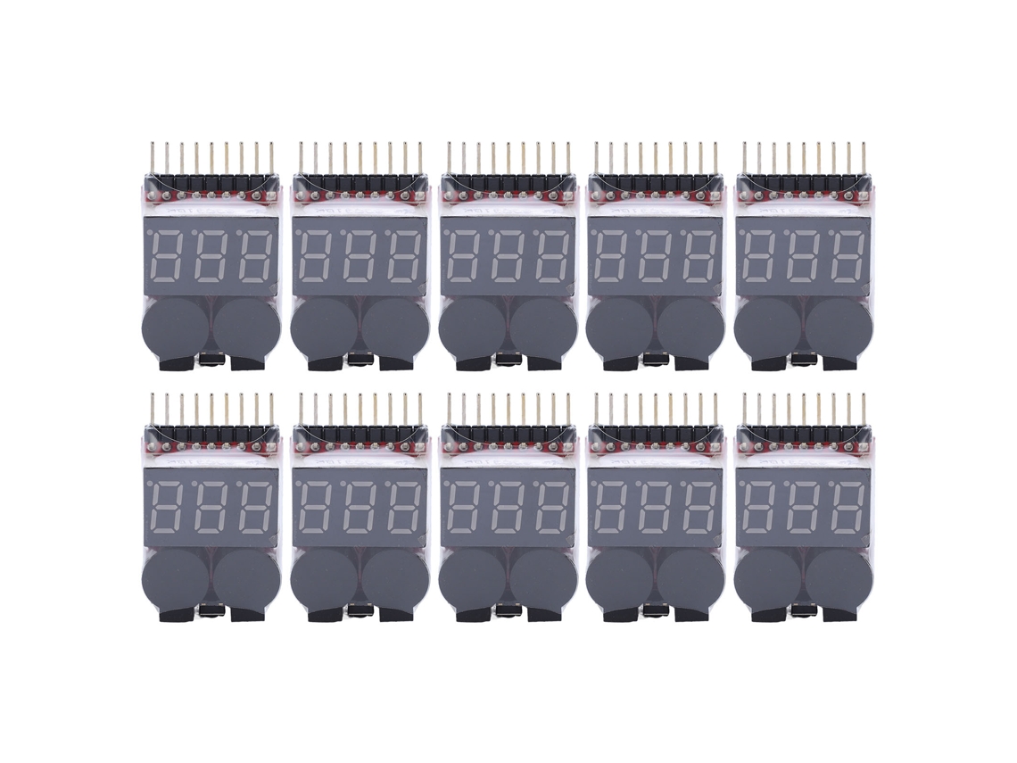 10 Testadores Tensão Bateria Lipo 1-8s Display Digital Alarme