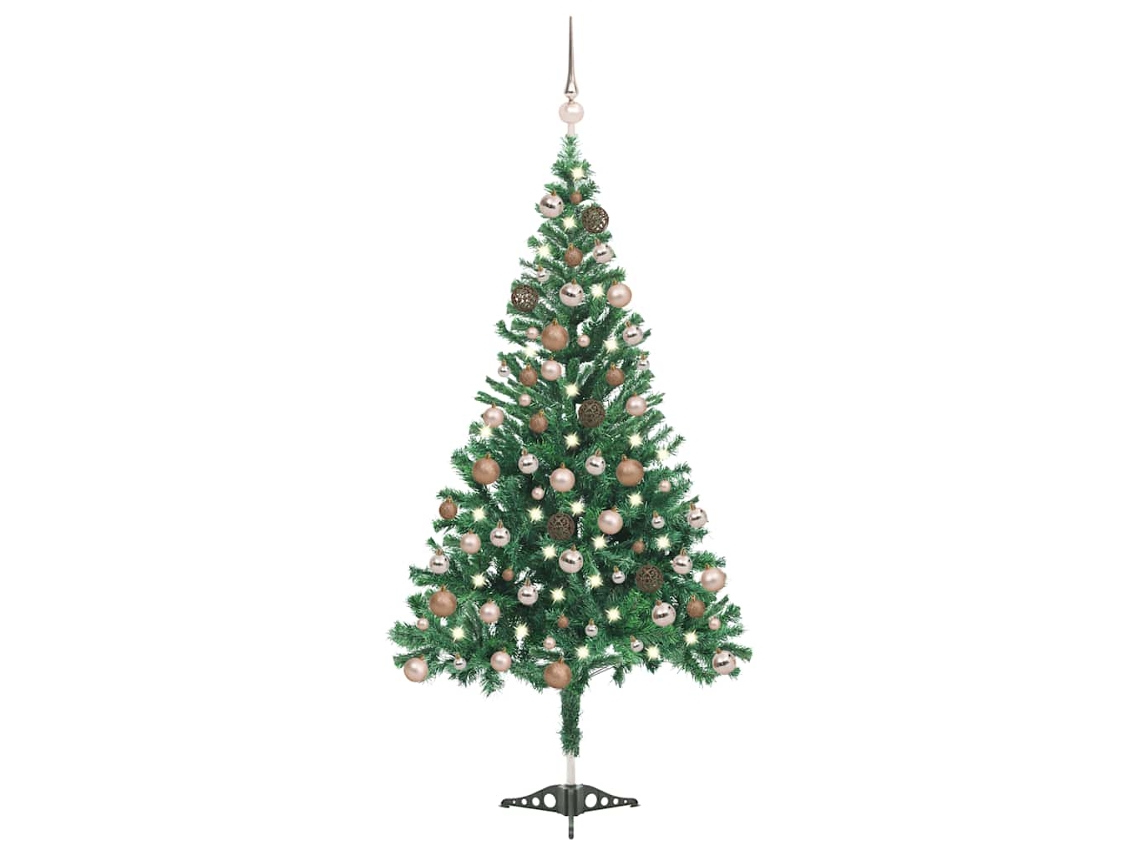 Vidaxl Árvore De Natal Artificial Pré-iluminada + Bolas 564 Ramos