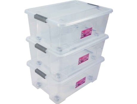 Caixa de armazenamento transparente Mylux 20L com tampa