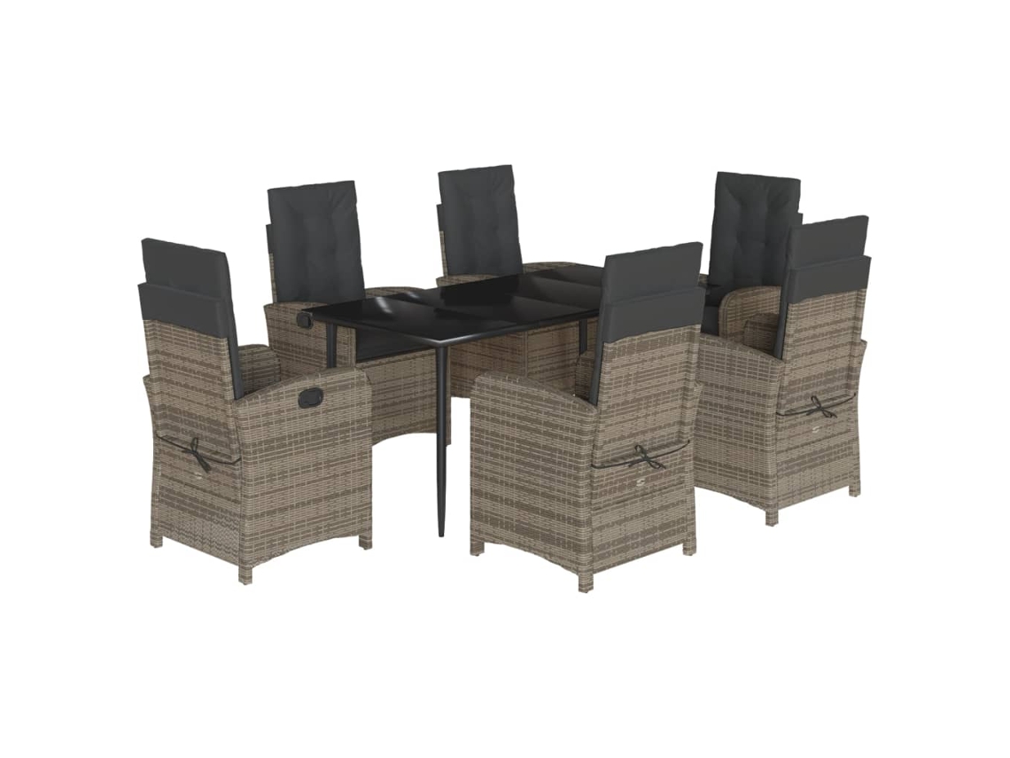 Garden Dining Set, Garden Dining Sets Vidaxl Cinzeto Rattan / Vime (mesa Com 160 Cm De Comprimento)