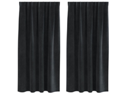 Conjunto 2 Cortinas Opacas Vidaxl Preto Veludo (140 X 175 Cm)