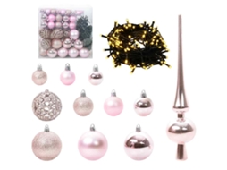 Conjunto 120 Enfeites De Natal Vidaxl Rosa Plástico (ø 6 Cm)