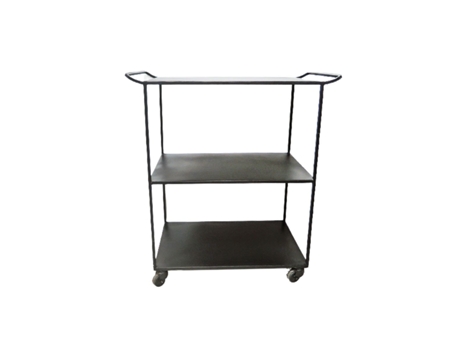Mesa auxiliar com rodas de metal preto