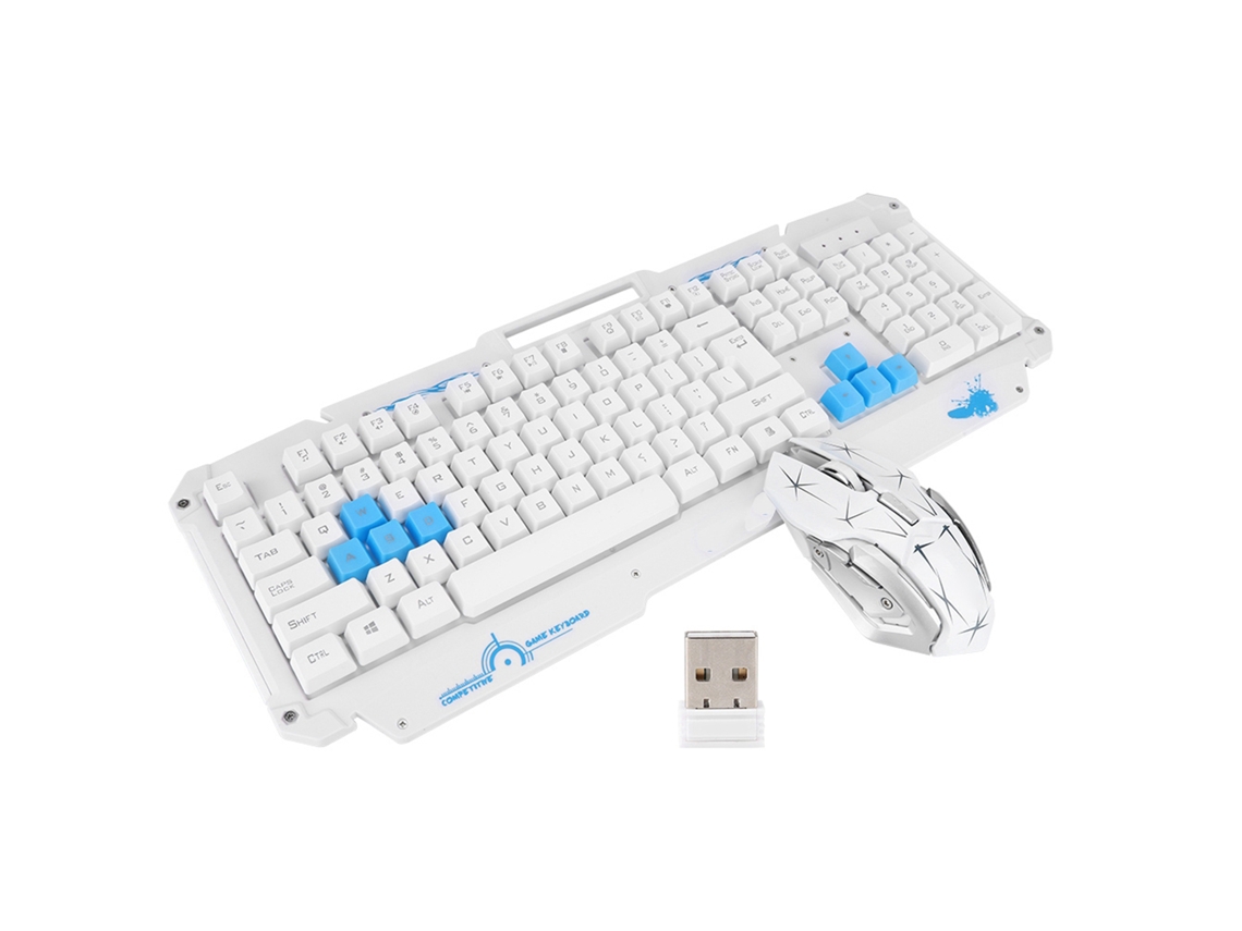 Conjunto de Teclado e Mouse para Jogos Sem Fio LAXISCREED (transmissão Sem Fio 2.4g, Teclado com 104 Teclas)