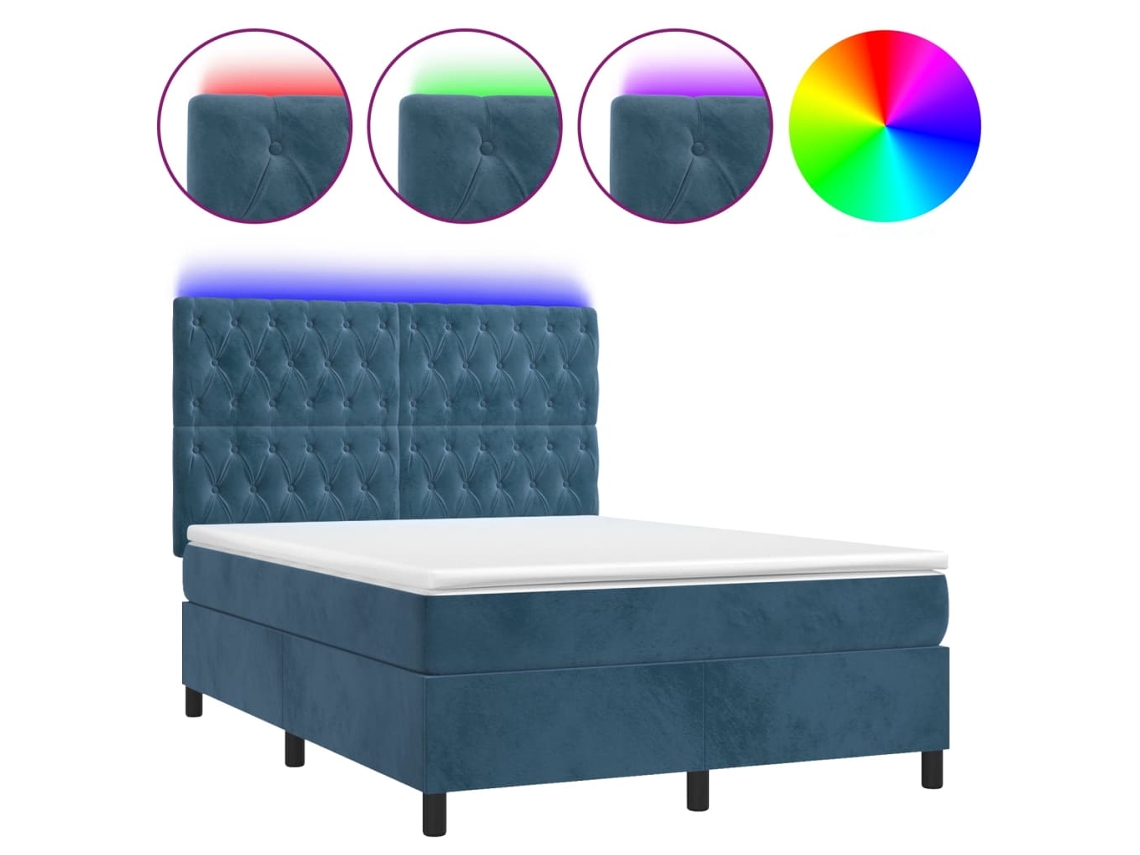 Box Spring Bed, Box Spring Beds Vidaxl Azul Veludo (140 X 200 Cm)