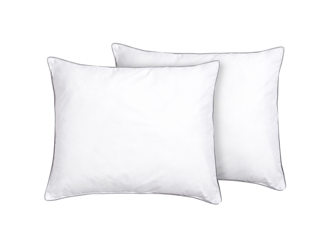 Conjunto De 2 Almofadas De Cama Beliani Pelister De Algodão Japara Branco 50x60x7