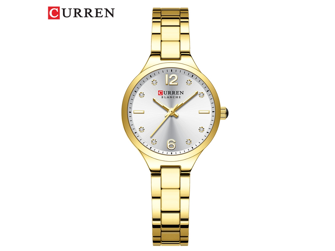 Relógio de Quartzo Feminino de Luxo com Mostrador Pequeno e Elegante. MDUG (dourado e Branco)