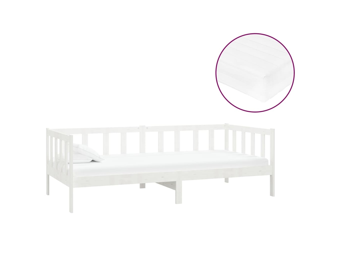 Sofá cama com Colchão 90x200 Cm Pinho Maciço Branco MAISON EXCLUSIVE