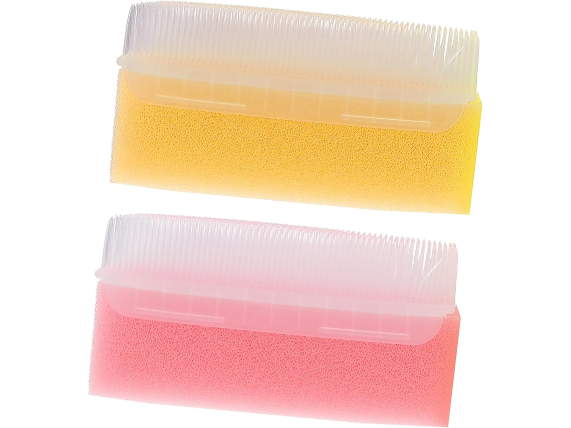Conjunto Hemobllo Com 2 Escovas Sensoriais Para Bebês, 2 Esponjas Macias, Para Banho, Massagem Corporal E No Couro