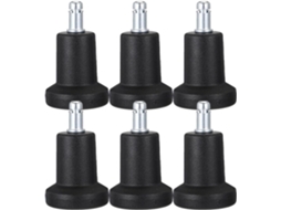 Conjunto de 6 pinos de fixação ajustáveis com bucha, em plástico marrom e metal.