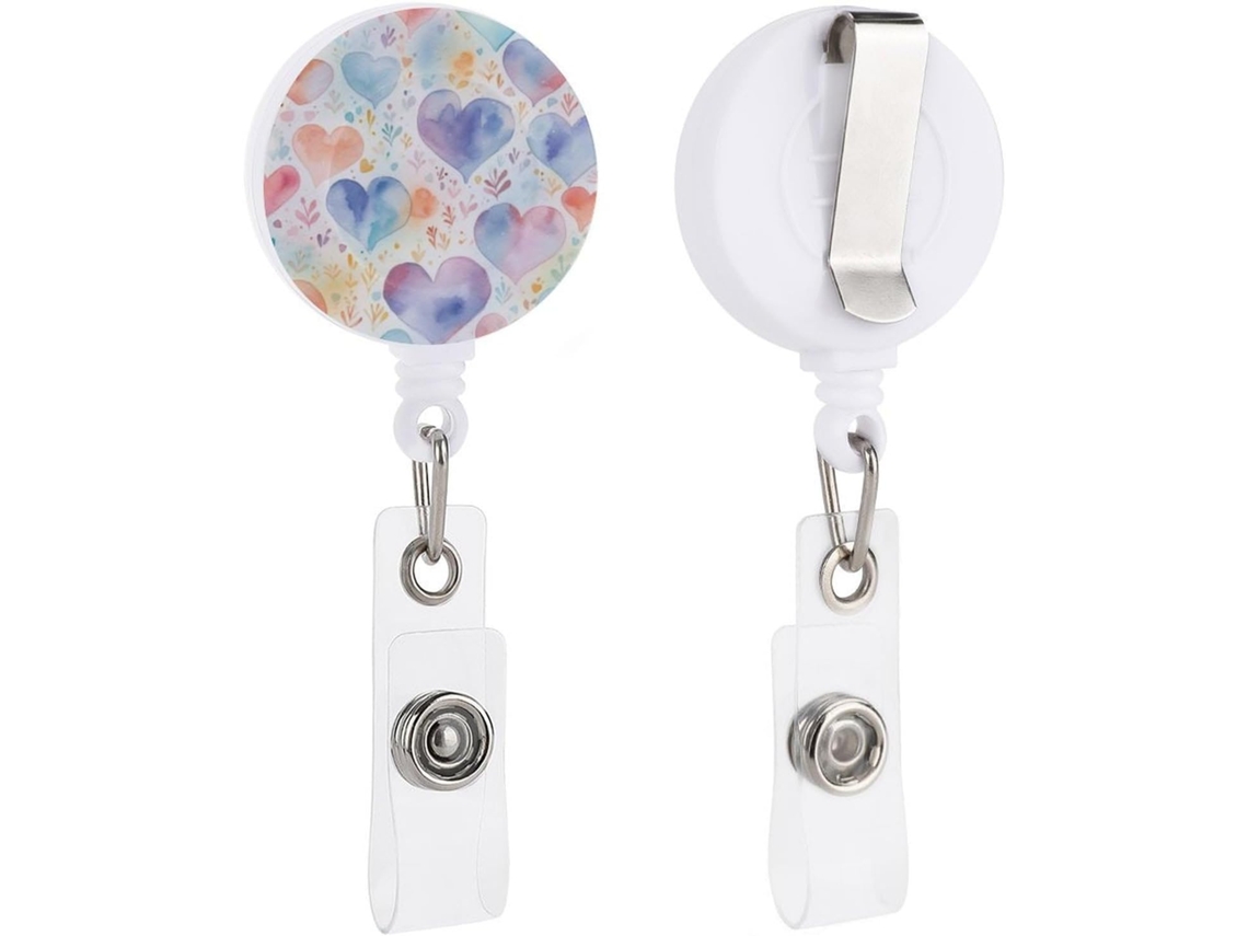 Porta Crachá Retrátil Com Clip Tipo Jacaré, Chaveiro de Identificação, Porta Crachá Macio Com Estampa Delicada