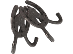 Conjunto De 2 Ganchos De Parede Vintage Em Ferro Fundido Preto Em Formato De Ferradura Para Casacos.
