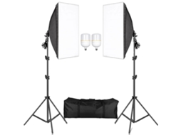 Kit De Iluminaã§ã£o Com Softbox Para Fotografia, Suporte De Luz Ajustã¡vel De 2m, Inclui Bolsa Oxford,lã¢mpada Bicolor Oem