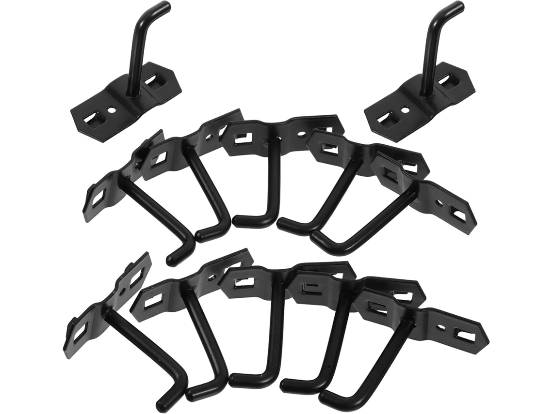 Conjunto de 12 Ganchos Pretos para Painel Perfurado, 6 Mm X 5 Cm, Suportes de Prateleira de Metal Resistentes. SFUSHOS