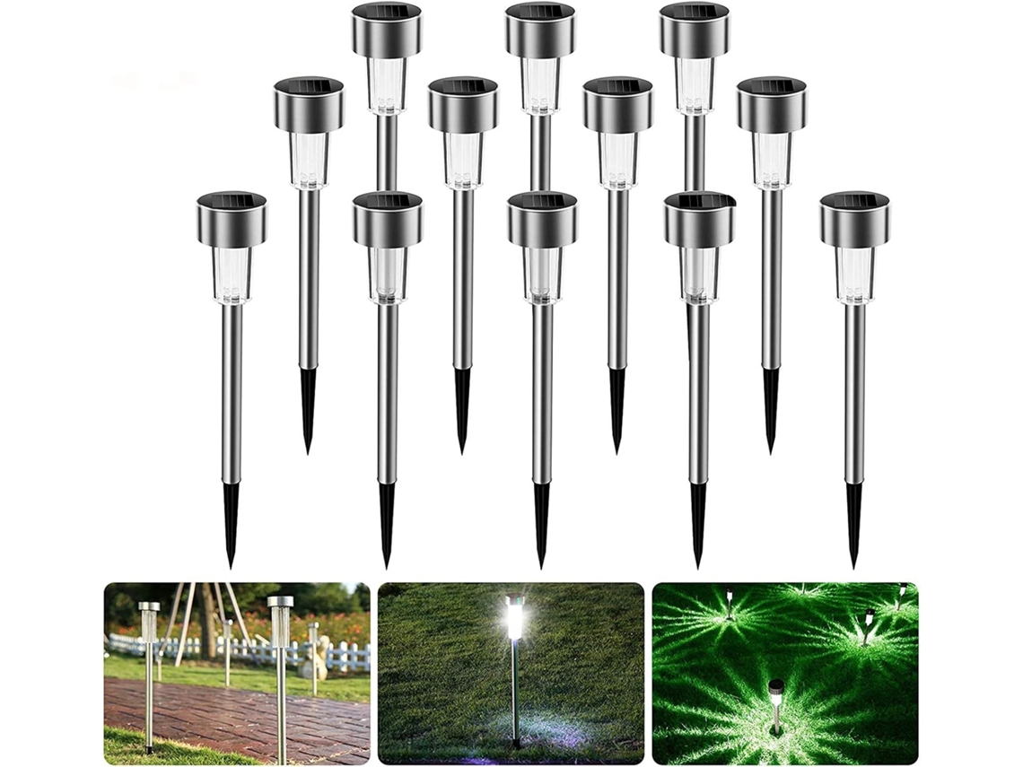 Pack 12 Luzes Solares De Jardim Decorativas Ip44 Para Caminhos E Pátios