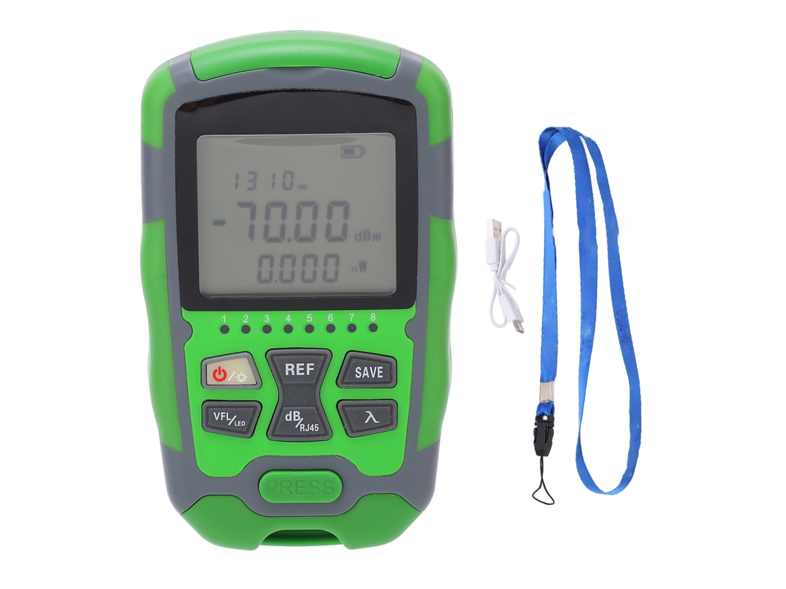 Medidor de potência óptica com luz vermelha recarregável e teste de fibra óptica RJ45 AUA MC70 S/MARCA