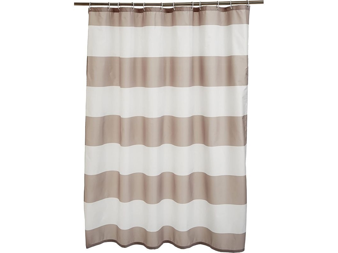 Cortina de Chuveiro Nova Line, com anel de cabo e gancho, 72x72 polegadas, marrom claro, bege | S/MARCA