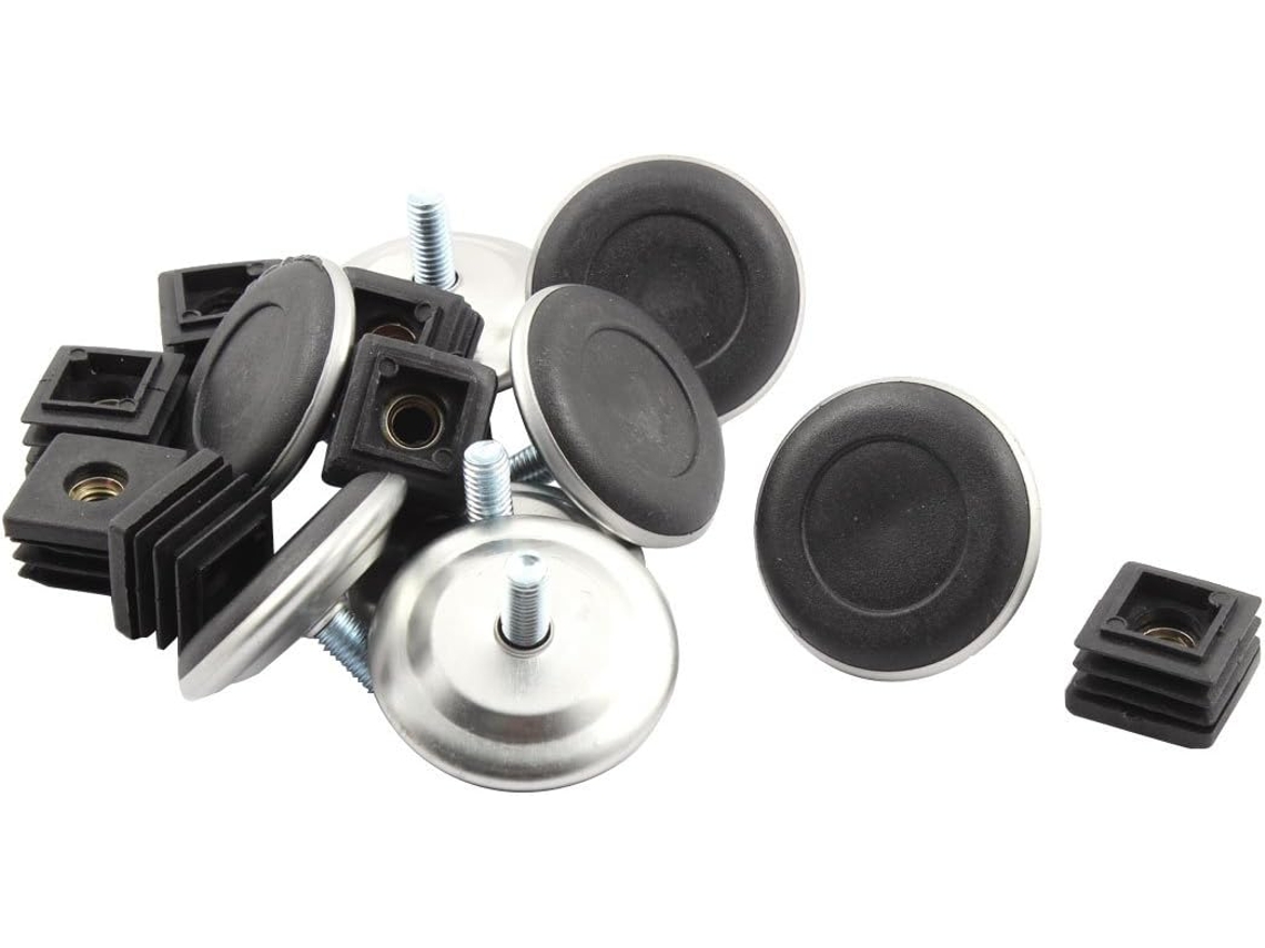 Ruilogod Ajustador De Pé Quadrado Plástico Para Móveis Domésticos, 24x 24mm, Conjunto Com 8-unidades