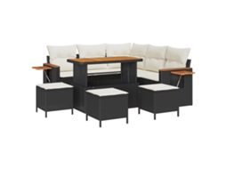 Conjunto 10 Conjunto De Sofá De Jardim Vidaxl Preto Vime Pe (219 X 219 X 85 Cm)