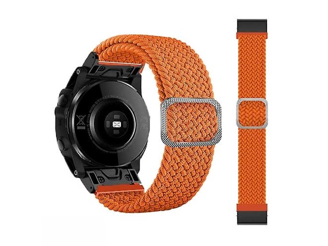 Pulseira De Relógio Lurelia Para Garmin Fenix 7 Ajustável De Nylon Trançado Com Elasticidade Laranja