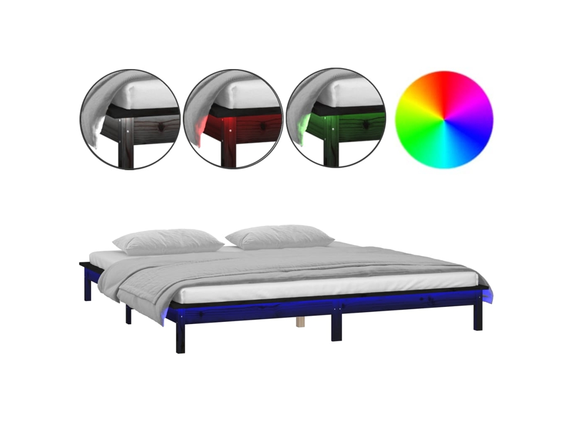 Bed Frame, Bed Frames Vidaxl Preto Madeira (140 X 190 Cm)