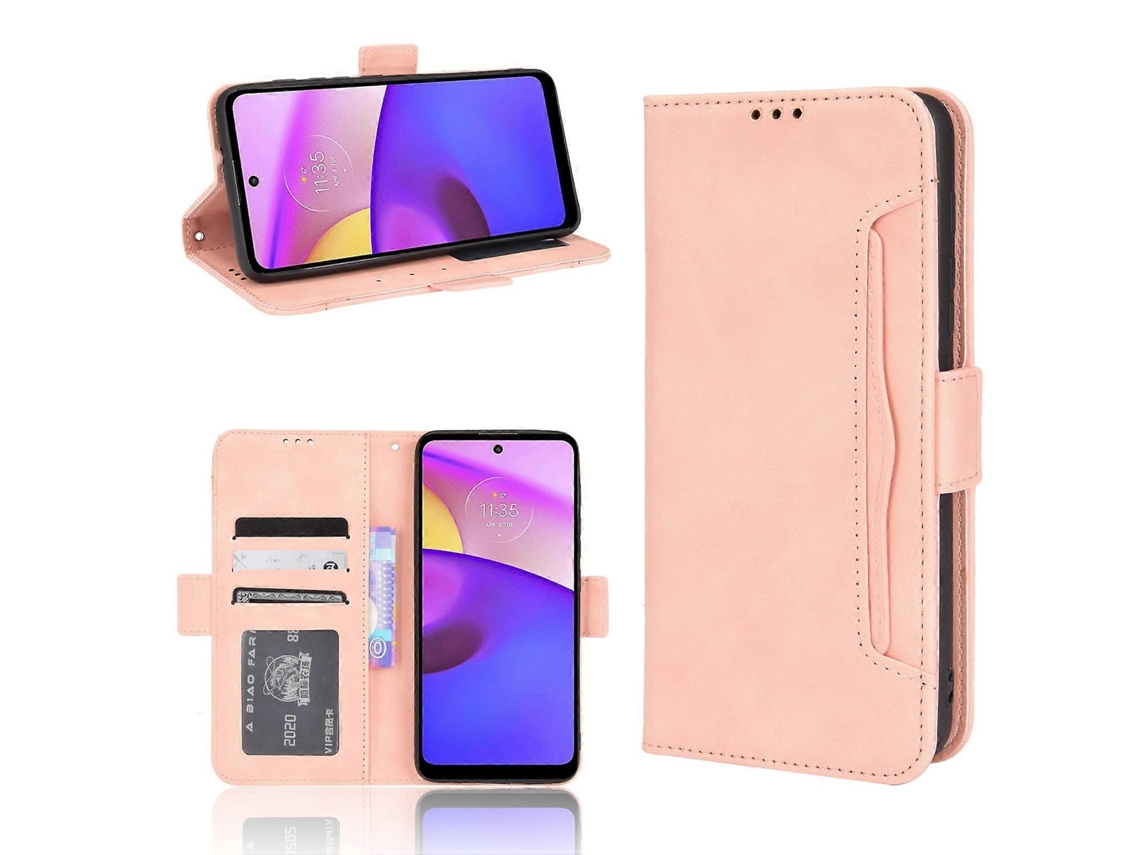 Capa De Celular Motorola Moto E40/e30/e20 Em Couro Sintético Com Textura De Bezerro, Formato Horizontal, Com Suporte, Compartimentos Para Cartões E Po