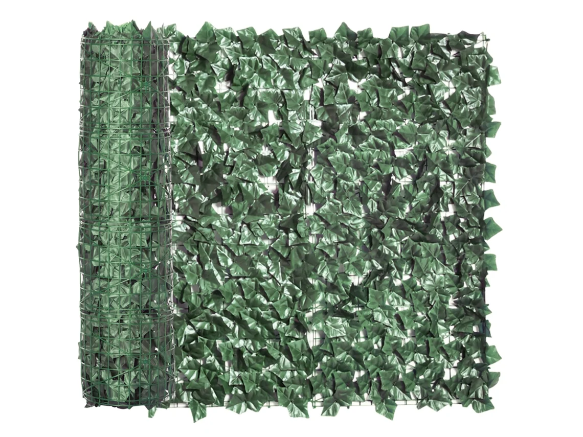 Rolo De Cerca Artificial Para Varanda E Jardim Em Pe Anti-uv, Cerca Falsa Com Folhas Verde Escuro 300x100cm