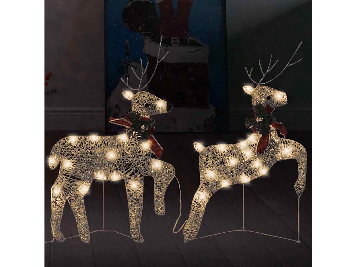 Vidaxl Renas De Natal 2 Pcs 40 Leds Dourado